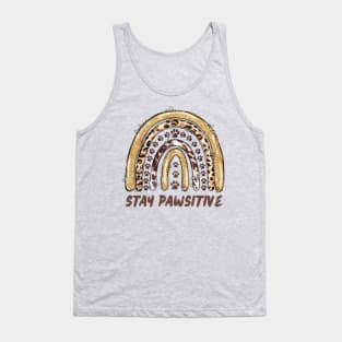 Stay Pawsitive Cheetah Leopard Print Rainbow Tank Top